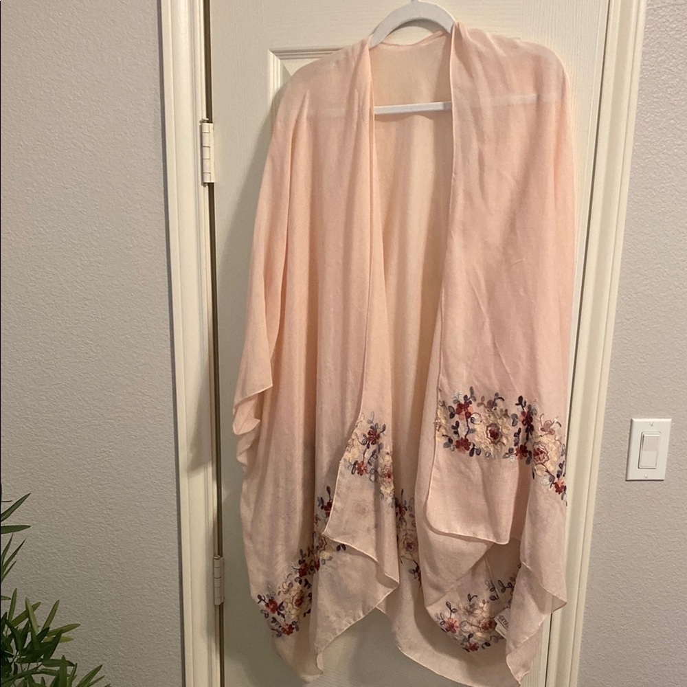 Floral Embroidered Kimono Cardigan